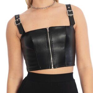 Buckle Shoulder Crop, Vegan Leather by BlackMilk